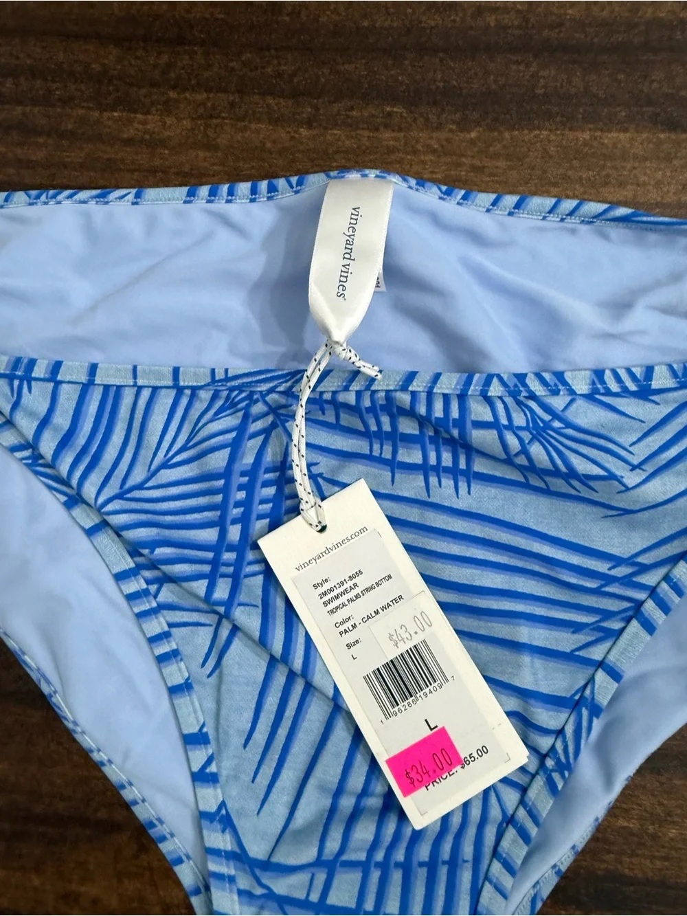 Vineyard Vines Light Blue Palm-Print Bikini Bottom